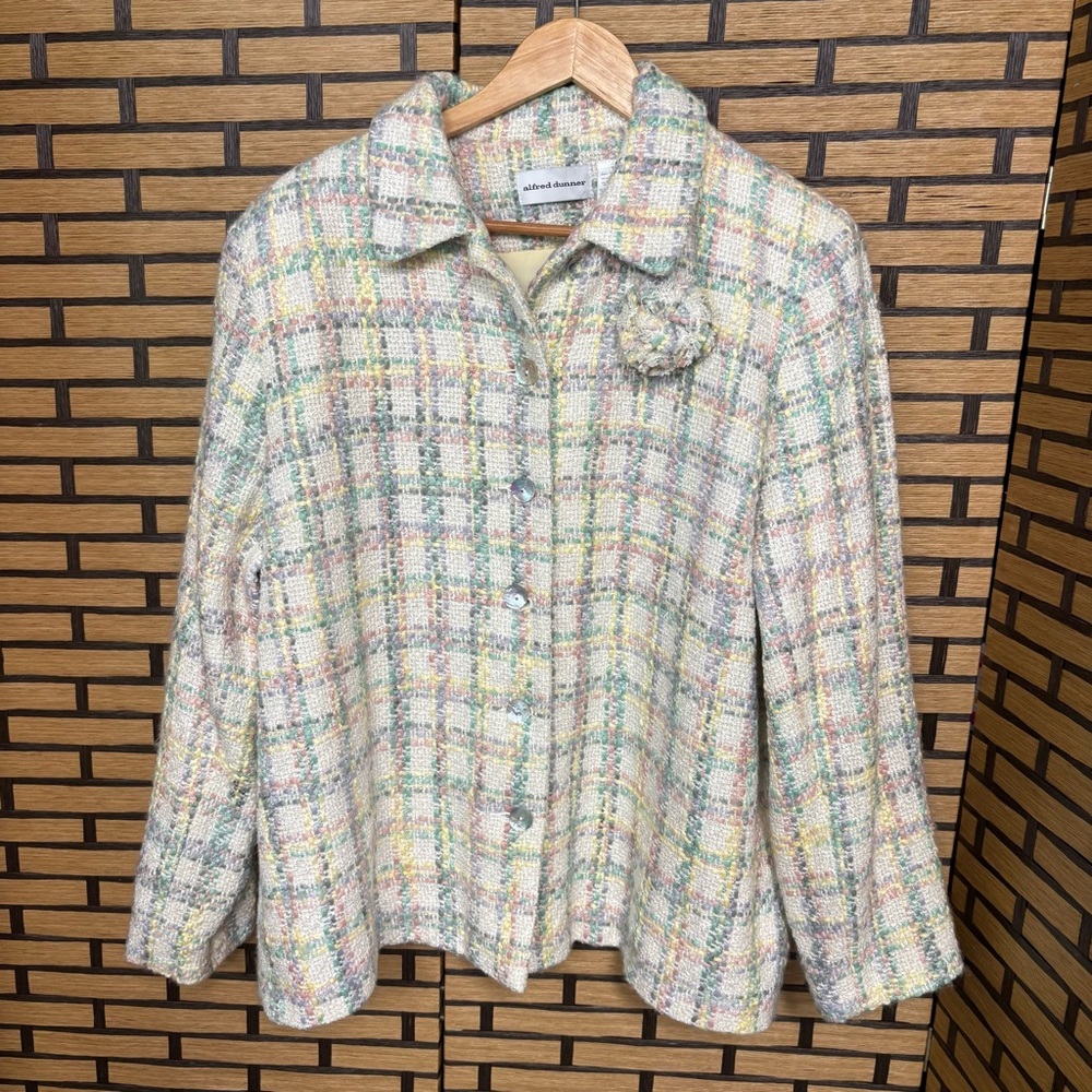 Alfred Dunner Multi Color Plaid Jacket Size 18